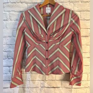 Finley Women’s Red and white patterned blues size M, made in the U.S.A.